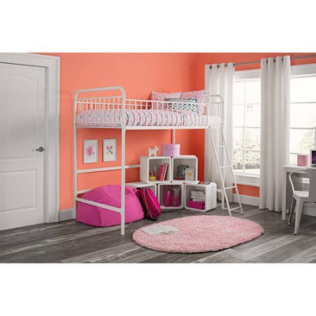 Better Homes Gardens Kelsey Twin Metal Loft Bed, Multiple Colors (Twin, White)