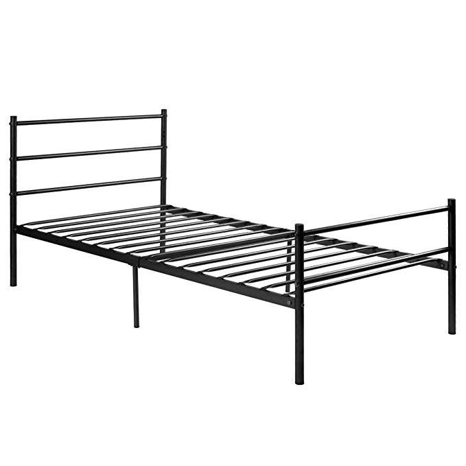 Giantex Black Twin Size Metal Bed Frame Platform Headboard Furniture Bedroom (Twin, Black)