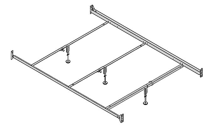 Hospitality Bed Full XL/Queen Size Bolt-On Steel Bed Rails with Three Center Supports