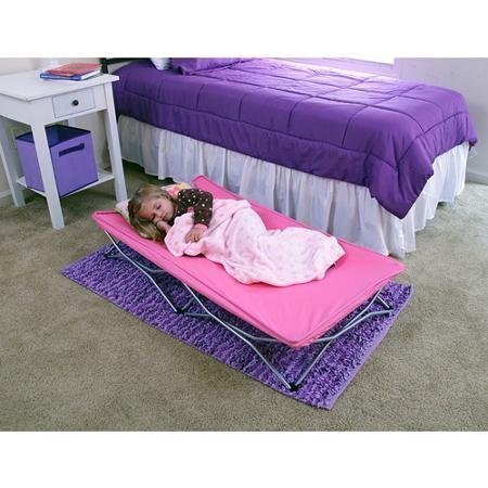 Lightweight and Portable Sturdy All-Steel Frame, Portable Folding Travel Bed with Travel Bag, Pink