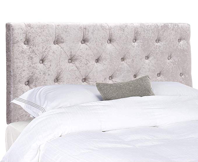 Tufted Headboard Queen Upholstered Velvet Headboard Light Grey 04