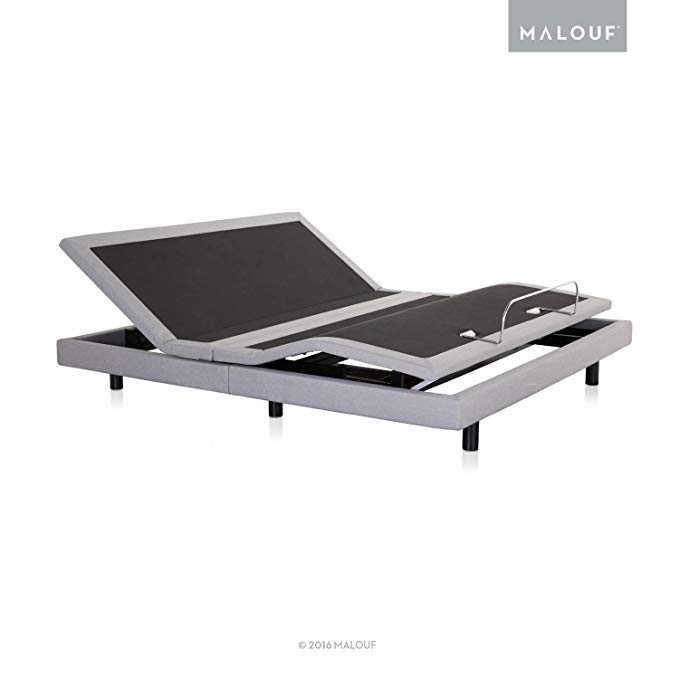 MALOUF STRUCTURES Adjustable Bed Base M510 with Massage, Wireless Remote Control - Twin XL - Stone