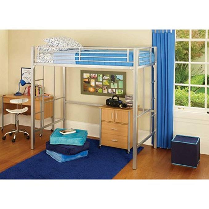 Your Zone Metal Loft Twin Bed, Silver