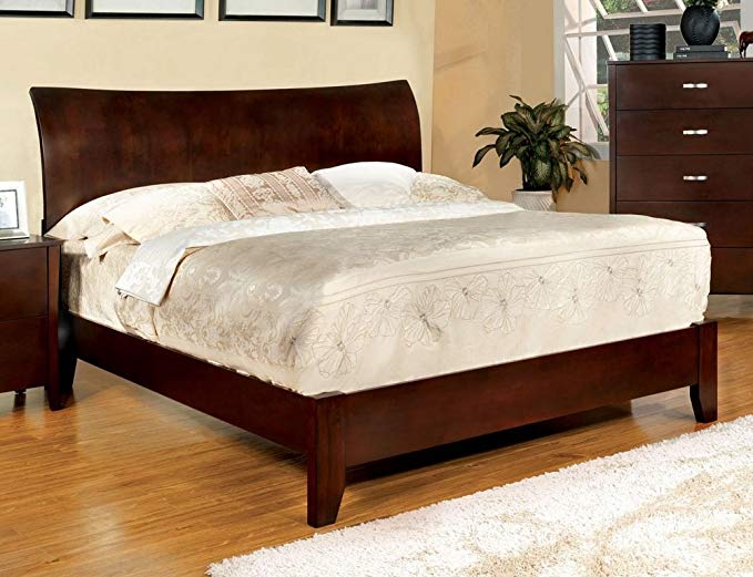 Midland Contemporary Style Brown Cherry Finish Eastern King Size Bed Frame Set