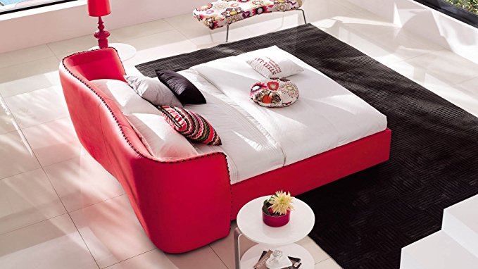 Zuri Furniture Modern Vitali Red Microfiber Leather Cal King Platform Bed