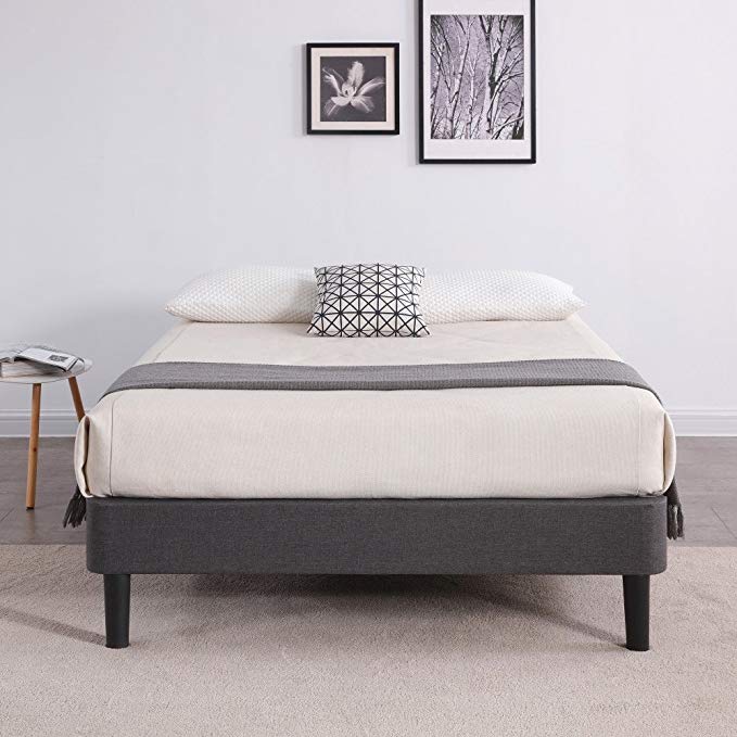 Classic Brands DeCoro Claridge Upholstered Platform Bed | Metal Frame with Wood Slat Support | Grey, Twin XL