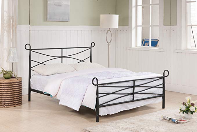 Kings Brand Furniture Texture Black Finish Metal Bed Headboard Footboard Rails & Slats (Twin)