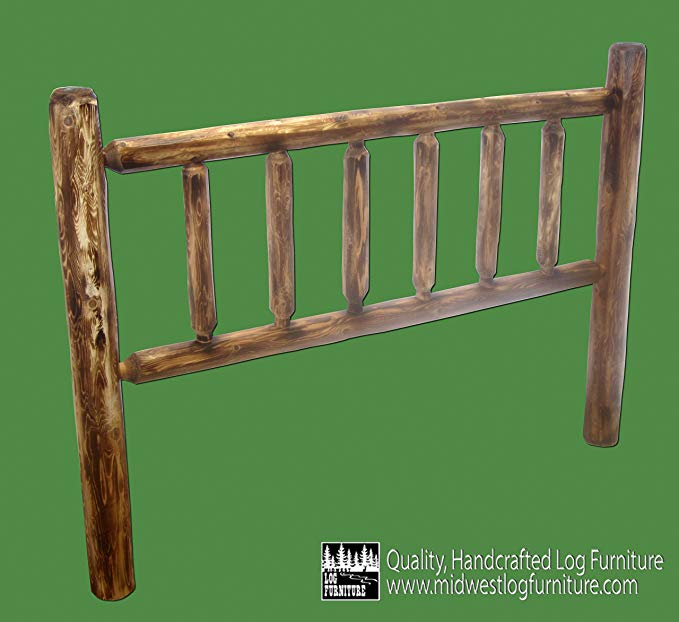 Midwest Log Furniture - Torched Cedar Log Headboard - King