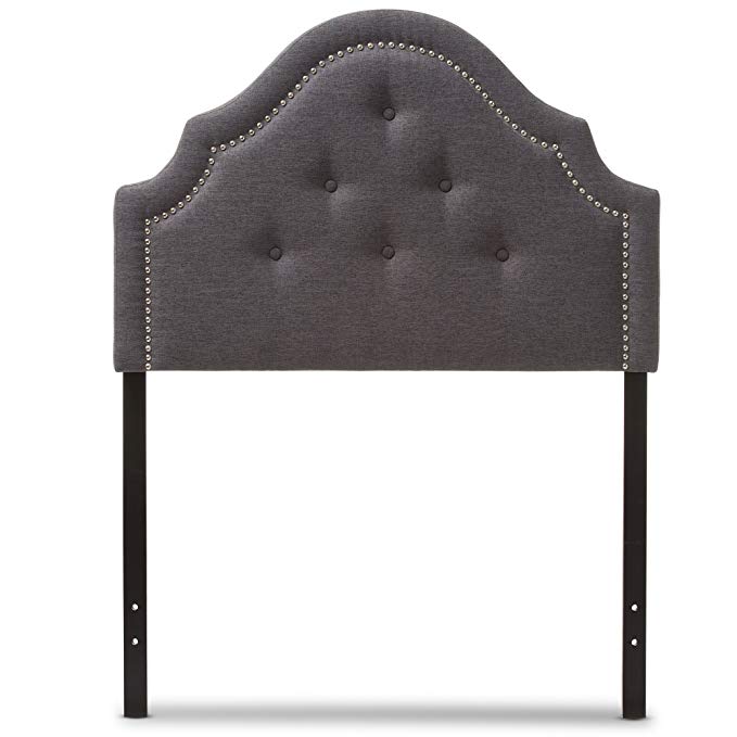 Baxton Studio Cosette Modern and Contemporary Dark Grey Fabric Upholstered Headboard, Twin