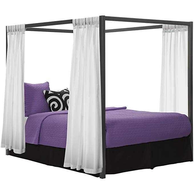 Bedroom Metal Queen Canopy Frame Modern Headboard Gazebo Furniture Framed Platform Sleek silhouette Sturdy metal frame construction Queen size bed assembled 84