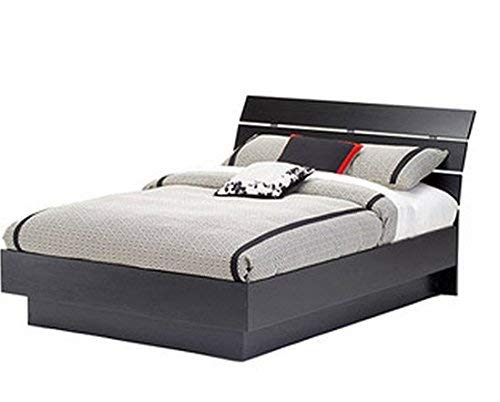 Wood Full Size Platform Bed Frame with Headboard Black Home Bedroom Bed Furniture