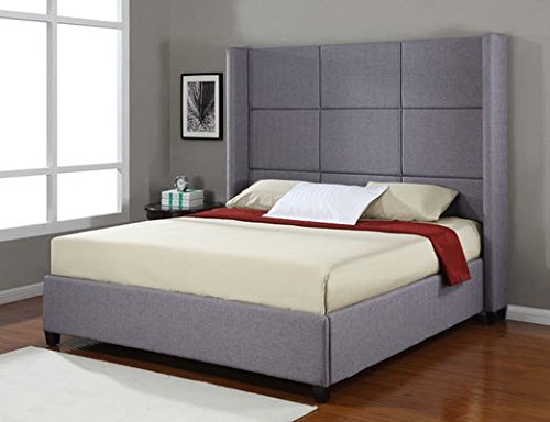 Jillian Grey Upholstered King-Size Platform Bed Frame