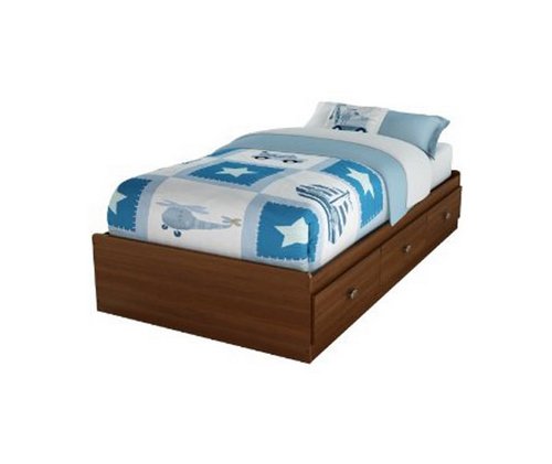 South Shore Nathan Kids Twin Mates Storage Bed Frame Only in Cherry Finish