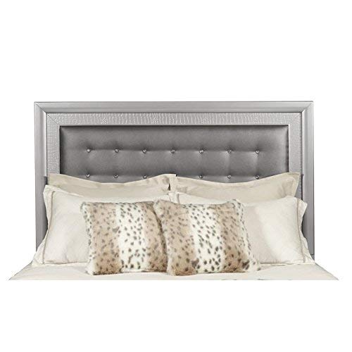 Beaumont Lane Upholstered Queen Panel Headboard in Silver