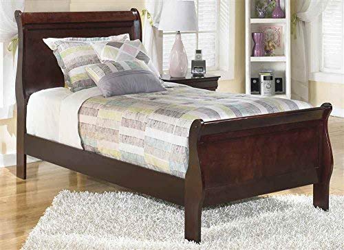 Ashley Express Twin Sleigh Bed in Dark Brown Finish