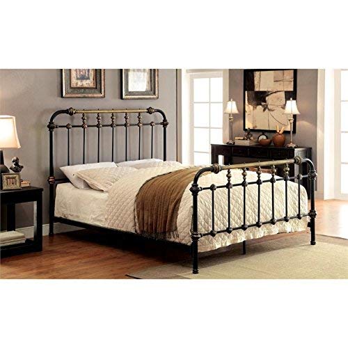 Furniture of America Cecil California King Metal Spindle Bed in Black