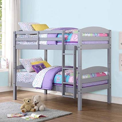 Mainstays Twin Over Twin Wood Bunk Bed (Gray)