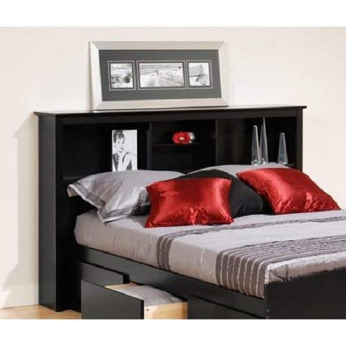 Brisbane Full Queen Storage Wood Headboard, Black