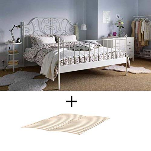 Ikea Full Size Metal Country Style Bed Frame with Slatted Base , White