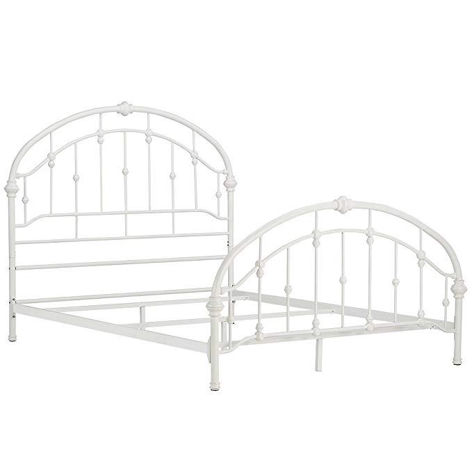 INSPIRE Q Lacey Round Curved Double Top Arches Victorian Iron Metal Bed FULL Antique White