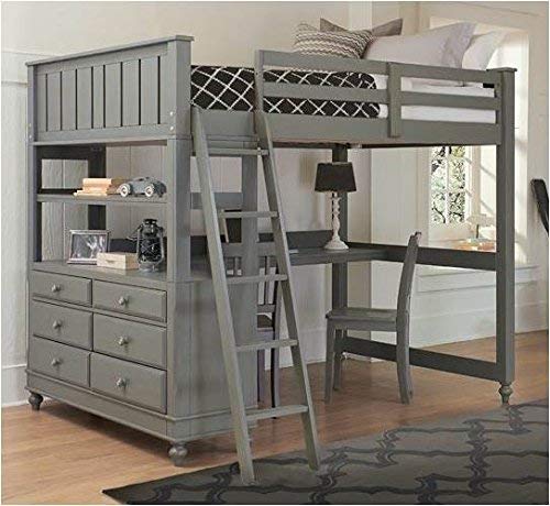 NE Kids Full Loft Bed with Desk (White)