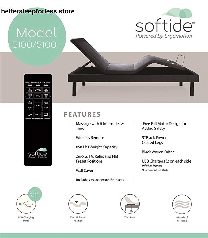 Ergomotion Adjustable Bed Base 5100 Split King (76x80)-White Glove Delivery