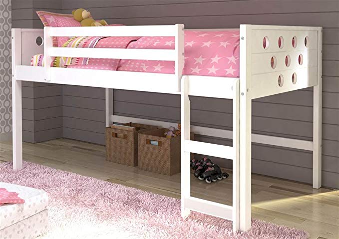 Donco Kids Twin Circles Low Loft Bed in White