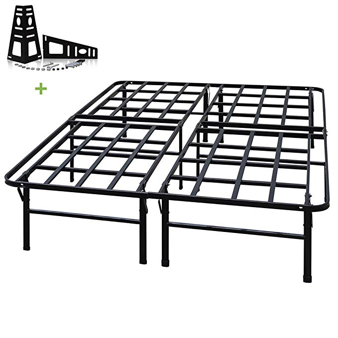 TATAGO 3000lbs Max Weight Capacity 16 Inch Tall Heavy Duty Platform Bed Frame & 2 Set Headboard Bracket, Mattress Foundation, Non-Slip, No Noise & No Box Spring Need Saving Money, Full