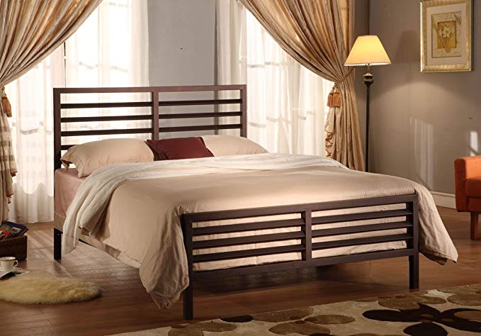 Bronze Metal Annabella Collection Bed Headboard Footboard Rails & Slats (Twin)