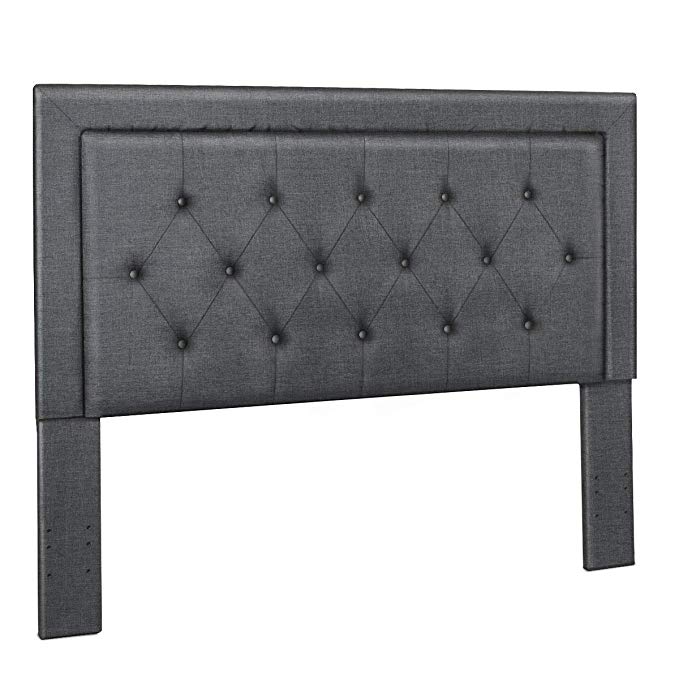 Panpany Fabric Linen Padded Upholstered Headboard for Queen/Full Size Tufted Accent Diamond Stitching Design by Elegá Life - Slate Grey