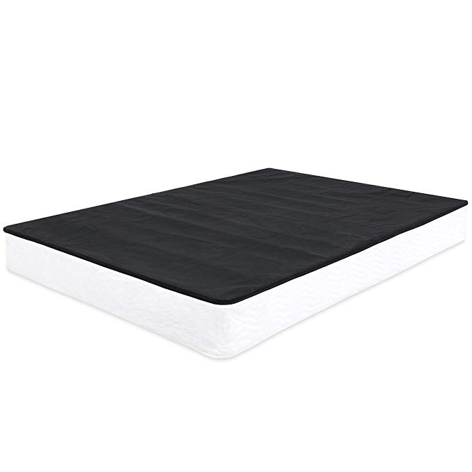 Best Choice Products Easy Assembly Black Metal Box Frame Mattress Foundation w/Cover (Full Size)