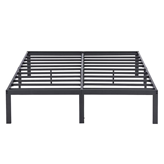 Olee Sleep 14 Inch Tall T-2000 Round Edge Steel Slat Non-Slip Support Bed Frame (Full, Grey) 