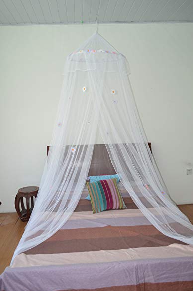 OctoRose Daisies Bed Canopy Mosquito Net Bed, Dressing Room, Out Door Events (white)