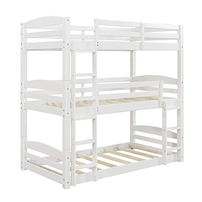 Dorel Living Sierra Triple Twin Wood Bunk Bed, White