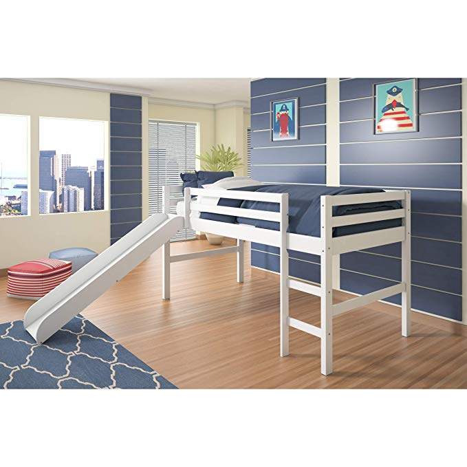 Donco Kids Twin Loft with Slide White