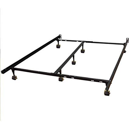 Modern Sleep Universal Heavy-Duty Adjustable Metal Bed Frame with Double Rail Center Support Bar, Fits All Mattress Sizes