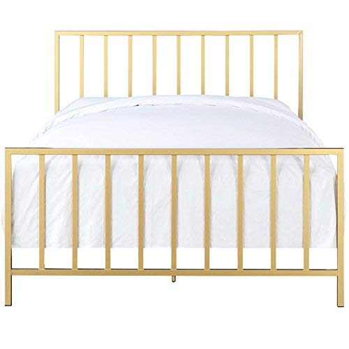 Beaumont Lane Queen Metal Slat Bed in Gold