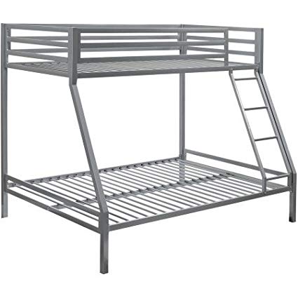 Your Zone Premium Twin-Over-Full bunk Bed,Silver (Silver)