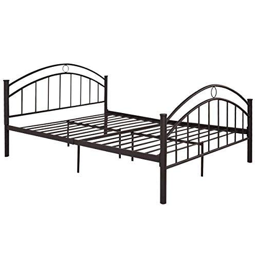 Giantex Black Queen Size Metal Bed Frame Mattress Platform Headboard Bedroom Furniture