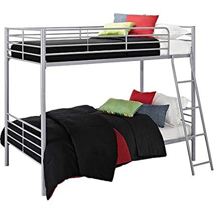 Bunk Beds Twin Over Twin Convertible Bunk Bed, Silver Metal