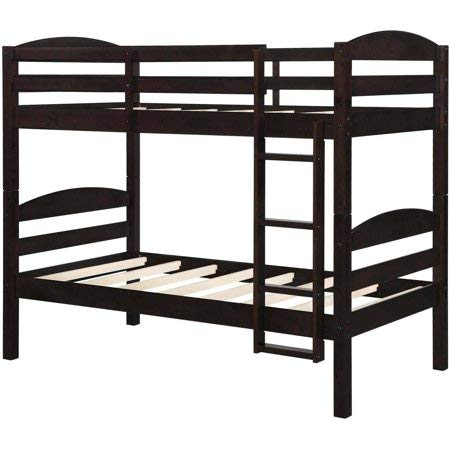 Mainstay Twin Over Twin Wood Bunk Bed, (Dark Brown)