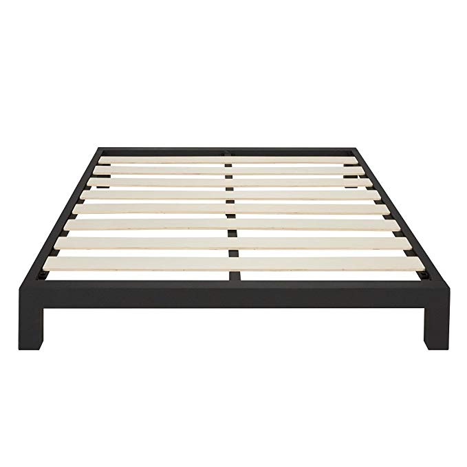 Home Vesta Black Metal Slatted Platform Bed Queen