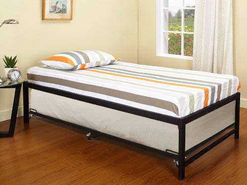 Kings Brand Furniture Black Metal Twin Size Platform Daybed Frame with Trundle Bed