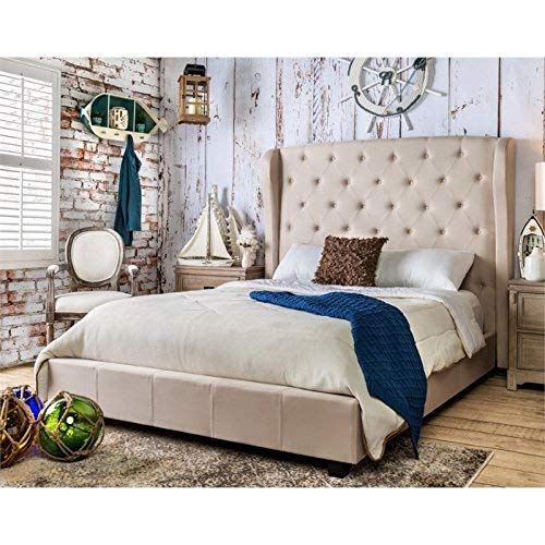 Furniture of America Haygen California King Upholstered Bed in Ivory