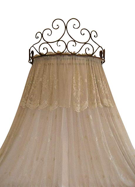 OctoRose Metal Wall Teester Bed Canopy Drapery Crown Hardware (Cherry(24.75