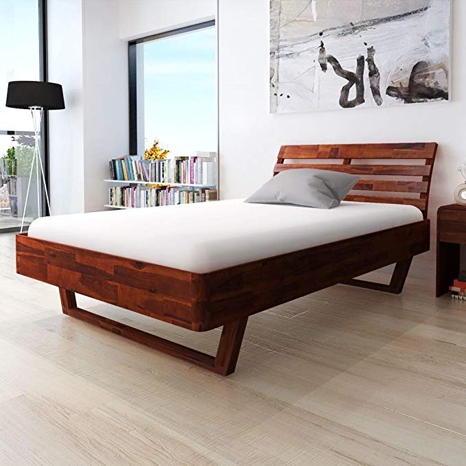 Festnight Wood Queen Platform Bed Frame Solid Acacia Wood Queen Size