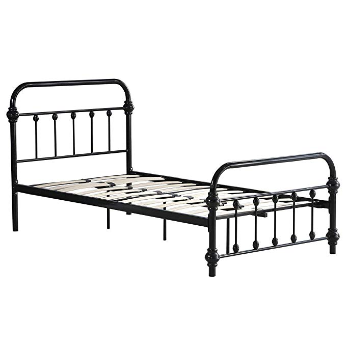 Giantex Twin Size Bed Frame Wood Slats Support Platform with Headboard Footboard Furniture