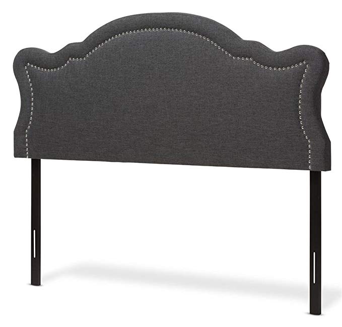 Baxton Studio Contemporary Upholstered Headboard in Dark Gray (Queen: 65.16 in. W x 2.95 in. D x 25 in. H)