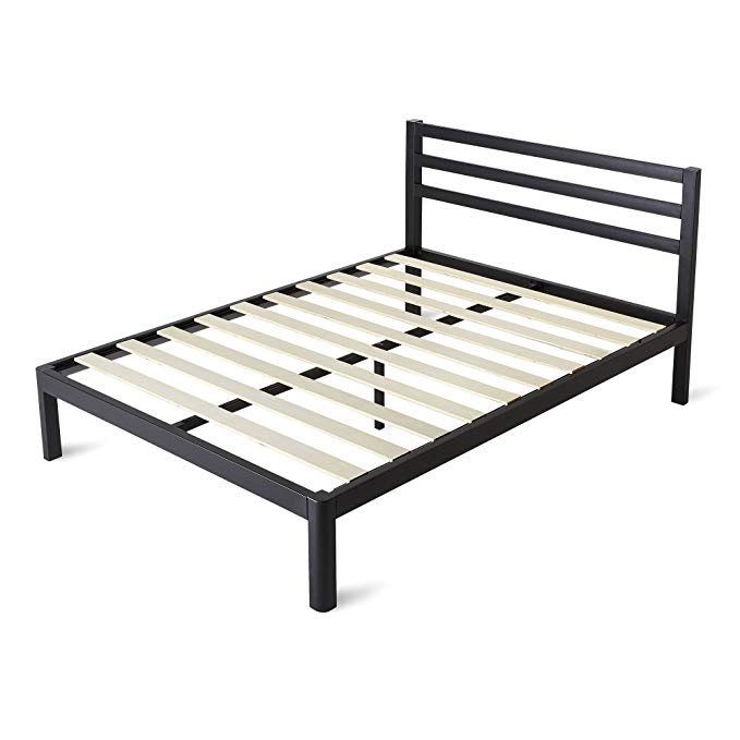 intelliBASE Full Wooden Slat Platform Bed Frame with Headboard