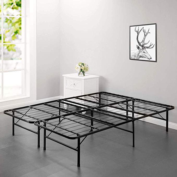 Bed Frame Platform Folding Bed Frame Full Metal Base Mattress Foundation Frame 14 Inch Portable Heavy Duty Steel Replaces Box Spring with Black